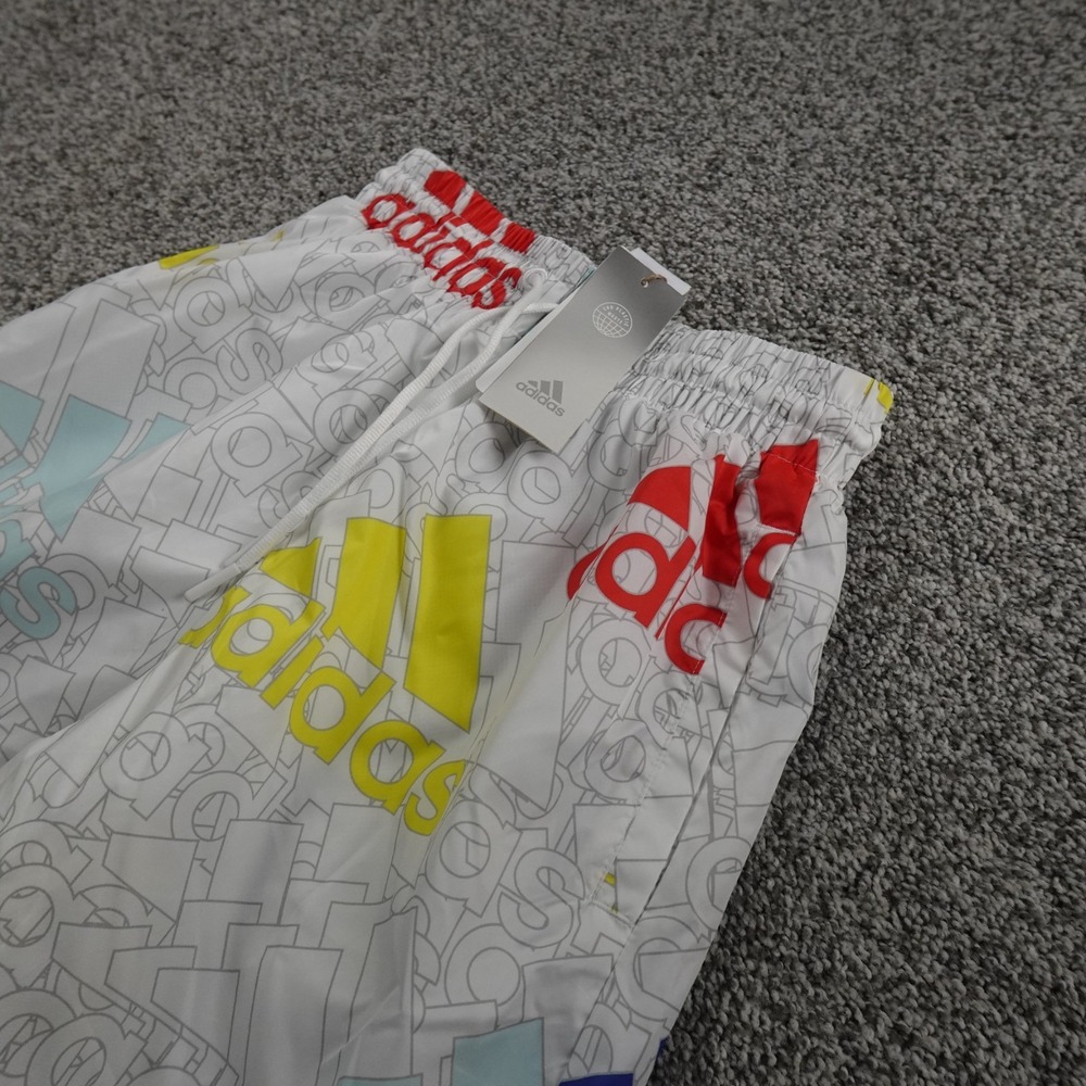 NEW Adidas Pants Womens XS White Logo Track Drawstring Windbreaker Joggers‎ Gym